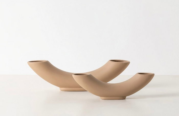 Aberto Design Juego de Jarrones de Cerámica Marrón Claro CY0196 Aberto Design Juego de Jarrones de Cerámica Marrón Claro CY0196